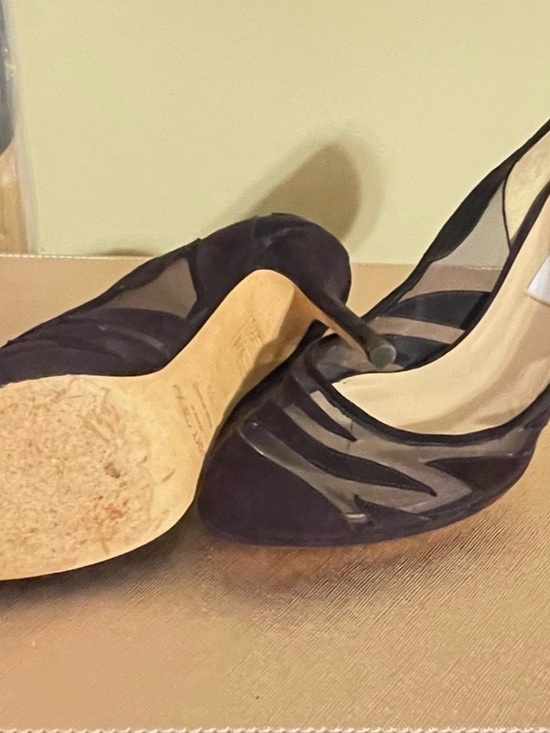 Jimmy Choo Dark Purple , Mesh Suede , round toe Pumps - Picture 3 of 6